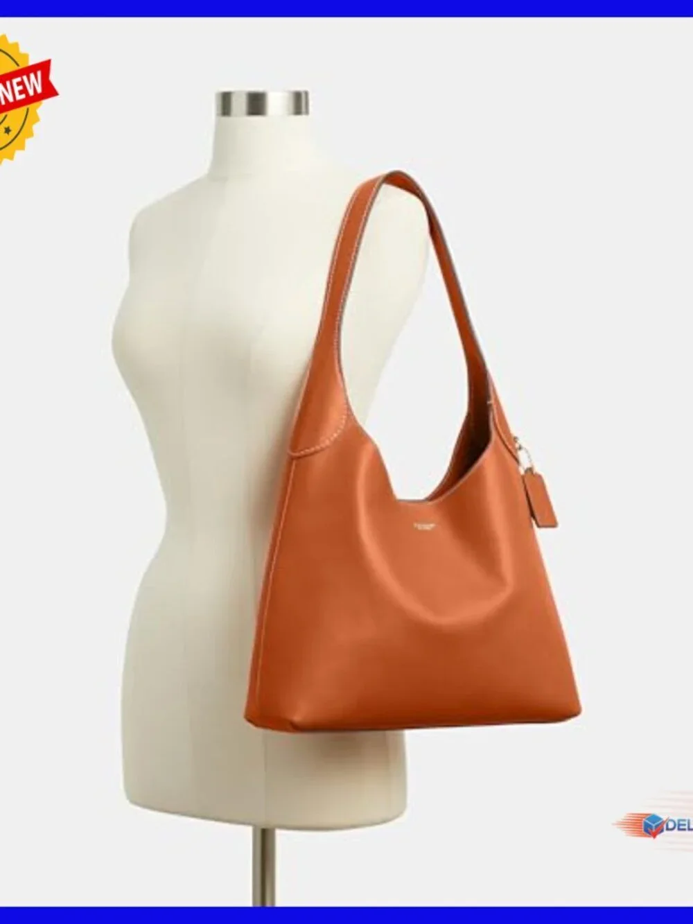 Large Leather Hobo Shoulder Bag with Removable Pouch